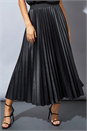 Black Faux Leather Pleated Maxi Skirt, Image 1 of 2