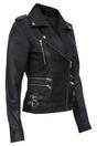 Black Leather Brando Biker Jacket-Loddon, Image 4 of 7