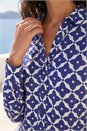 Blue Geo Print Stretch Mock Shirt, Image 4 of 4