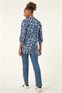 Navy  Spot Print V-Neck Stretch Top, Image 3 of 5
