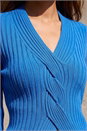 Blue Cable Rib Knit Jumper, Image 4 of 4