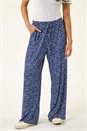 Navy  Petite Spot Wide Leg Trouser, Image 4 of 5