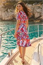 Red Petite Floral Tie Front Swing Dress, Image 3 of 4