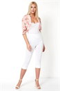 Light Pink Floral Print Chiffon Bolero, Image 2 of 4