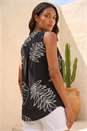 Black Textured Leaf Print Vest Top, Image 3 of 4
