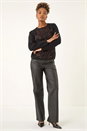 Black Glitter Embossed Knit Top, Image 2 of 5