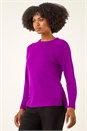 Magenta Plain Soft Crew Neck Jumper, Image 4 of 5
