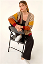 Beige Colour Block Knit Cardigan, Image 3 of 6