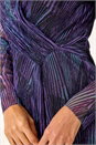 Purple Foil Plisse Wrap Dress, Image 5 of 5