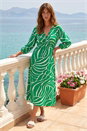 Green Abstract Geometric Midi Dress, Image 3 of 4