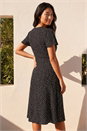 Black Petite Polka Dot Drawstring Midi Dress , Image 3 of 4