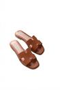 Tan iKrush Tan Aria Womens H-Strap Flat Slide Sandals, Image 1 of 8