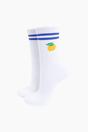 White Lemon Cotton Sports Socks in White, Image 1 of 4