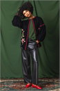 Black Floral Embroidered Velvet Trophy Jacket, Image 6 of 7