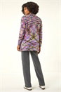 Purple Fluffy Longline Cosy Cardigan, Image 3 of 5