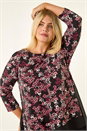 Pink Curve Floral High Low Chiffon Top, Image 4 of 5