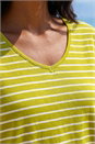 Lime Stripe Print V-Neck Stretch Tee, Image 4 of 4