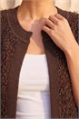Chocolate Fluffy Shimmer Knit Waistcoat, Image 4 of 4