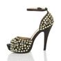 Black High Heel Gem Ankle Strap Peep Toe 2 Part Heels, Image 3 of 6
