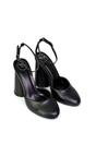 Black XY LONDON Black 'Ekin' Ankle Strap Statement Cylinder Block Heel, Image 4 of 5