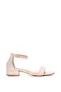 Natural XY LONDON Natural 'Tate' Low Block Heel Sandals With Ankle Strap, Image 1 of 5