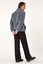 Dark Grey Soft Sherpa Fleece Jacket, Image 3 of 6