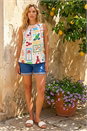 Ivory  Holiday Print Vest Top, Image 2 of 4