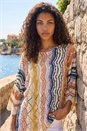 Multi Petite Stripe Pointelle Knit Top, Image 1 of 4