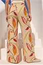 Orange Textured Leaf Print Metallic Trouser, Image 3 of 4