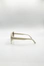 Beige SVNX Beige Bold Round Oversized Sunglasses In Cream, Image 3 of 5