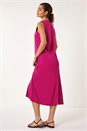 Magenta Sandwash Stretch Midi Dress, Image 3 of 5