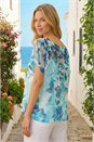 Blue Floral Mesh Overlay Top, Image 3 of 4