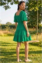 Green Petite Dobby Puff Sleeve Dress , Image 3 of 4