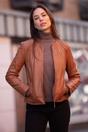 Tan 'Chambery' Collarless Real Leather Jacket, Image 1 of 5