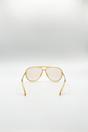 Beige SVNX Beige Bold Aviator Metal Arm Sunglasses In Champagne In Champagne, Image 4 of 5