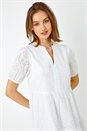 White Embroidered Tiered Cotton Smock Dress, Image 5 of 5