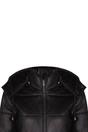 Black Womens Puffer Leather Bomber Jacket-Ajax, Image 4 of 6