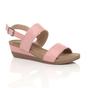 Light Pink AJVANI Light Pink Low Wedge Heel Strappy Slingback Sandals, Image 1 of 6