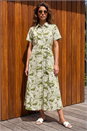 Green Leaf Print Belted Shirt Dress, Image 2 of 4