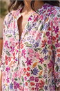 Pink Floral Print Burnout V-Neck Top, Image 4 of 4
