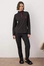 Black WOVCOR Black Cherry Embroidered Zip Neck Long Sleeve Waffle Knit Pyjama Set, Image 1 of 3