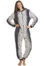 Grey Supersoft All In One Snow Leopard Animal Print Onesie, Image 1 of 5