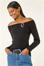 Black Bardot Hardware Knit Jumper, Image 4 of 5
