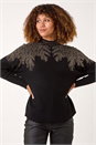 Black Shimmer Leaf Knit Jumper, Image 4 of 5