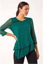 Green Burnout Double Asymmetric Hem Top, Image 4 of 5