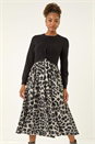 Grey Animal Print Twist Front Midi Dress, Image 4 of 5