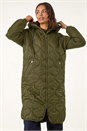 Khaki Fleece Lined Quilted Hooded Coat, Image 5 of 6