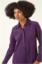 Purple Corduroy Tunic Shirt Dress, Image 4 of 5