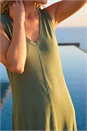 KHAKI Sleeveless V-Neck Midi Dress, Image 4 of 4