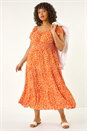 ORANGE Curve Shirred Printed Dress, Image 2 of 5